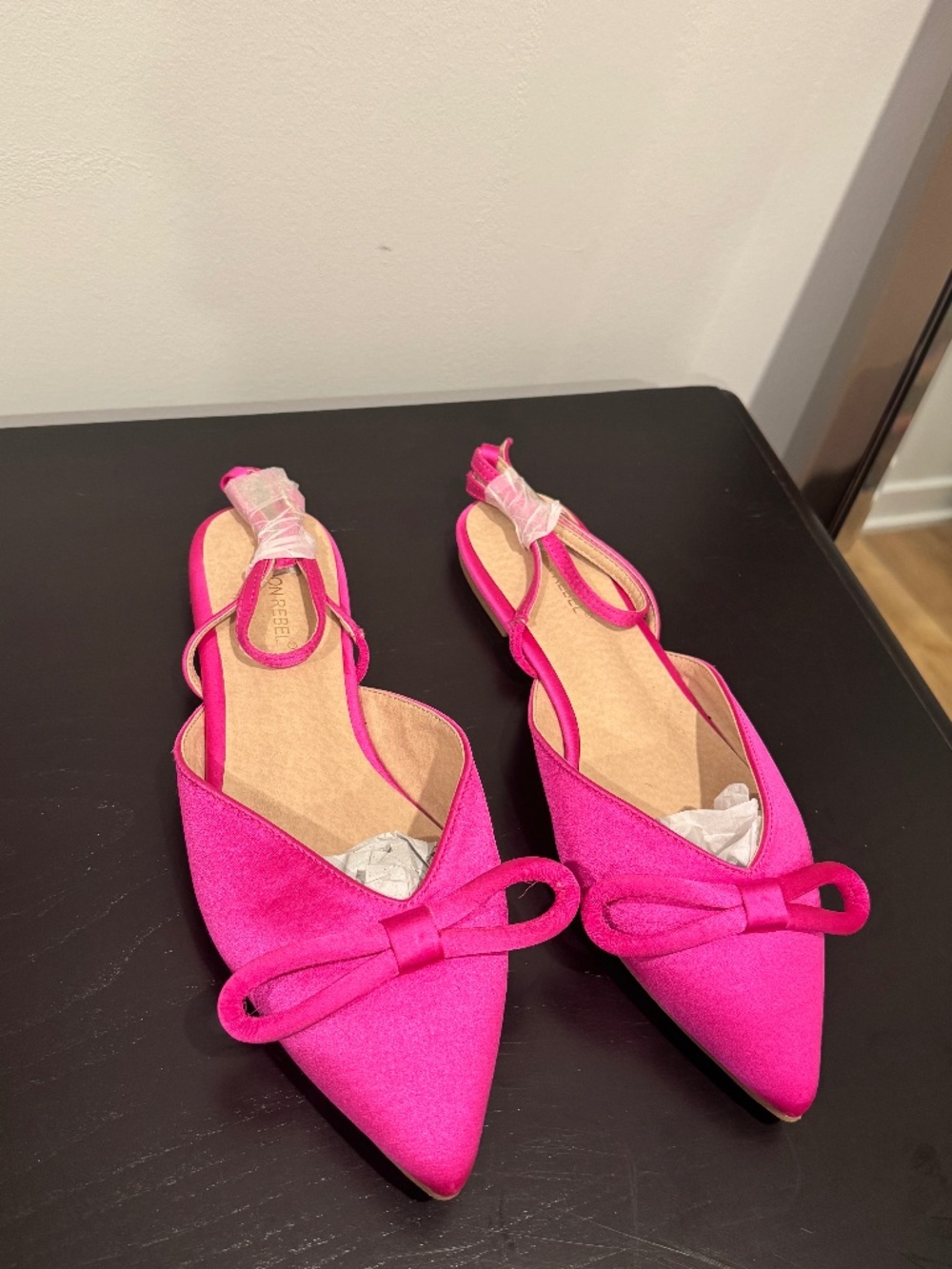 London Rebel Pink Satin Flats